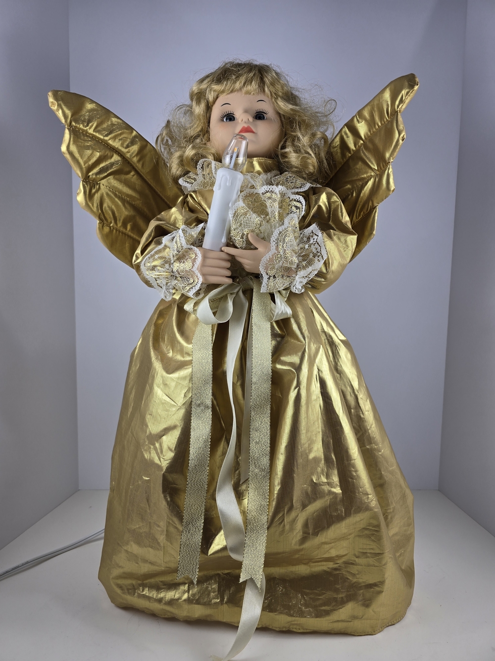 Vintage 1995 Telco Motion-ettes Christmas Angel Animated Lighted Gold w/ Box